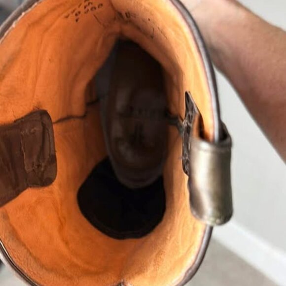 FRYE Daisy Duke Leather Cowboy Boots Bronze - Mid Calf Sz 8 M, EC - Picture 9 of 10